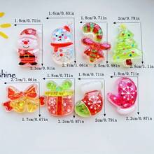 8/16pcs Cartoon Cute Shiny Resin Christmas Decoration Set - Cartoon Santa Claus, Snowman And More Patterns, Shiny Design - Suitable For DIY Crafts, Scrapbooking, Home Decor And Holiday Creative Projects, Random Assortment - Cartoon Christmas Assorted - View 3