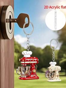 2D Flat Acrylic Decorative Ornament With Baking Mixer Pattern, Christmas-Themed Keychain, Bag Charm. Christmas Baking Gift, Bread Machine Pattern Handbag Charm, Cooking Enthusiast Souvenir, Suitable Birthday Gift, Halloween Christmas Mother's Day Gift - Multicolor - View 6