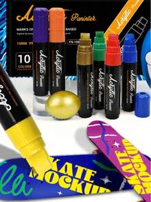 1/10/20pcs 15mm Large Capacity Acrylic Marker Pen, Water-Based Painting & Graffiti Brush Pen For Art Use Student Back To School, Pigment Ink, Strong-Cover Quick-Dry - Style 1 - View 9