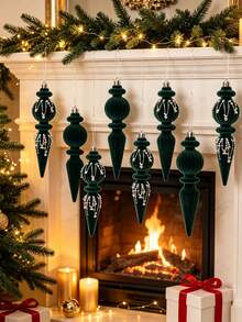 6/12pcs Deep Green Velvet Christmas Balls, Soft & Luxurious Texture, Can Be Directly Hung To Decorate Christmas Tree, Suitable For Christmas, Wedding, Holiday Home Decor, Easily Create Vintage Atmosphere - A - View 4