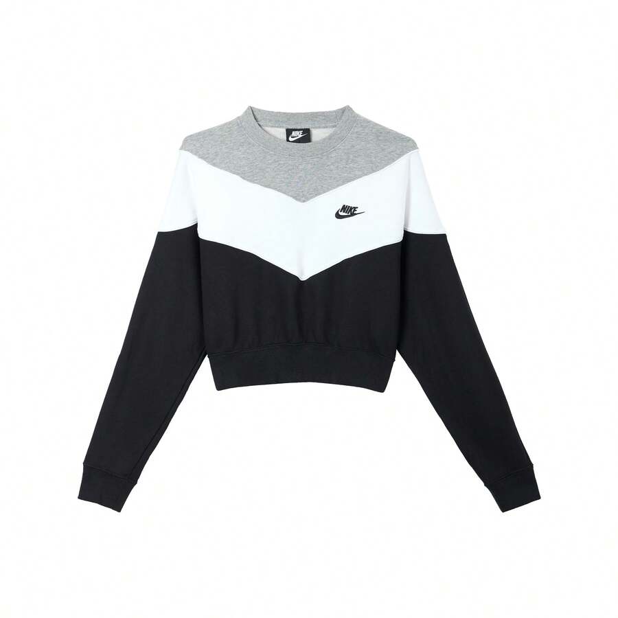Nike Logo Print Loose Fit Cropped Sports Sweatshirt Women's Black - Black - View 1