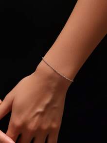MODIAN 925 Sterling Silver Satellite Bead Bracelet For Women Dainty Thin Ball Chain Adjustable Stackable Fine Jewelry Gift - Silver - View 3