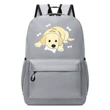 1pc 12*29*42cm Bone Puppy Print Backpack, Unisex Campus Backpack, Suitable For Short Trips And Daily Commute, Large Capacity Compartment For Laptop And School Supplies, All-Season Backpack - Backpack - View 14