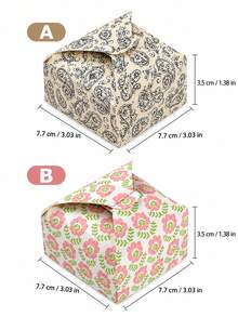 12pcs 2 Styles Floral Food Packaging Boxes, Vintage Pattern Snack Candy Cookie Pastry Gift Boxes For Bakery Cafe Party Takeaway Display - Multicolor - View 2
