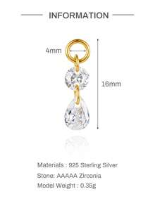 EleRunis 1PC 925 Sterling Silver Dainty Dangle Piercing Charm Drop CZ Build Your Own Handmade Earring Charm Fine Jewelry For Daily Wear Party Engagement - Gold - View 16