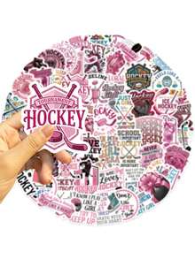 60pcs Pink Girly Hockey Stickers, Waterproof Vinyl Stickers, Suitable For Phone Cases, Tablets, Laptops, Water Bottles, Journals - Pink - View 4