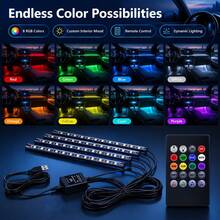 1-2pcs Car RGB 7-Color Decorative Ambient Light, LED Color Changing, Music Sync Interior Lighting Kit, USB Powered, Suitable For Car/Truck/SUV/Home/Internet Cafe/Entertainment Room And More, Halloween/Christmas Decoration - A - View 2