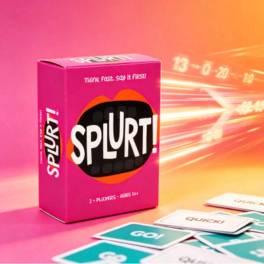 Splurt! Fast Thinking Word Card Game, Paper Party Card Game, Fast-Paced Competitive, Quick Thinking & Answering, Multi-Player Interactive, Suitable For Christmas, Birthday, Game Night, Family Gathering, Friends Gathering, 14+ Years Old, Humorous & Portable Game - Multicolor - View 1