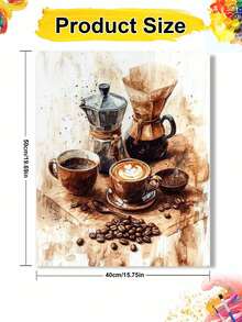 Adult Digital Oil Painting, Coffee Theme DIY Acrylic Oil Painting Kit, Canvas Material Includes Drawing Tools, Adult Digital Oil Painting Set, Home Decor Painting. - Sets - View 8