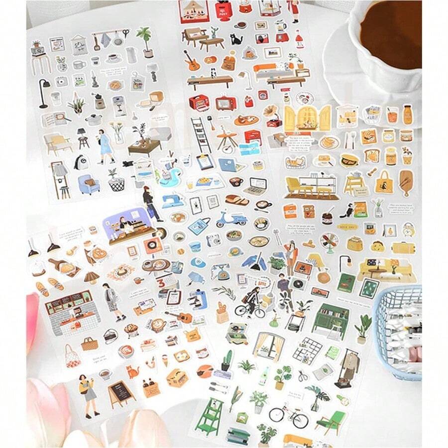 おしゃれ 手帳シール DIY 手作り ステッカー 6枚セット ノートシール 日記 カレンダー 装飾用 - 6 - チェックする 1