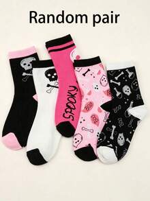 Kaos Kaki Halloween yang Manis & Keren, Bahan Elastis dan Bernapas, Kaos Kaki Setengah Betis Motif Tengkorak dan Tulang Halloween, Kombinasi Berbagai Pola, Cocok untuk Wanita, Pakaian Pesta Tema Halloween, Aksesori Suasana - MultiWarna - View 6