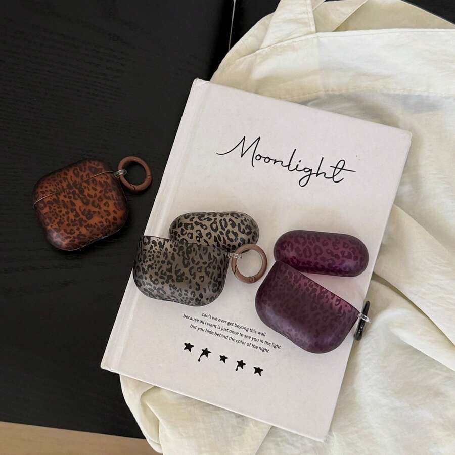 Casing Earphone Motif Leopard Transparan dengan Cincin, Kompatibel dengan Pro 3, New Pro 2, Pelindung Lucu Apple 4/5 Minimalis 3, Casing Earphone Anak Perempuan Generasi 1/2 yang Dipersonalisasi