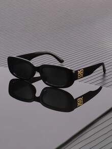 1 Pair Men's Fashion Rectangular Frame Sunglasses, Perfect Combination Of Minimalist Design And Practical Function, Suitable For Vacation, Driving, Streetwear, Party, Outdoor Activities, Fits All Face Shapes - Multicolor - View 1