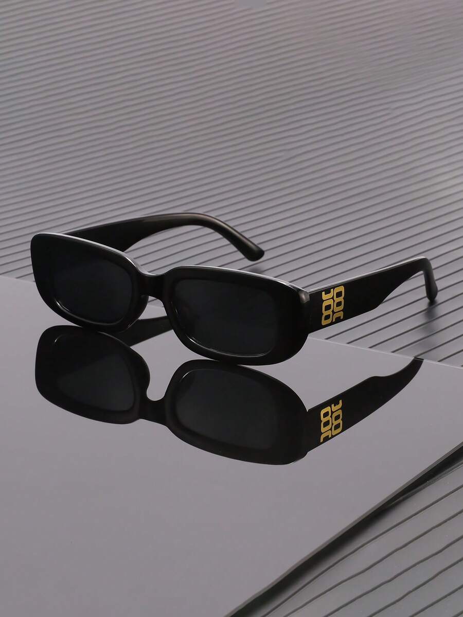 1 Pair Men's Fashion Rectangular Frame Sunglasses, Perfect Combination Of Minimalist Design And Practical Function, Suitable For Vacation, Driving, Streetwear, Party, Outdoor Activities, Fits All Face Shapes - Multicolor - View 1