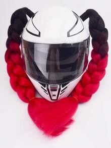 2pcs/Set Helmet Decorative Wig Braids, With Suction Cups And Double-Sided Adhesive, Motorcycle Helmet Wig Braids, Multiple Colors Bicycle Helmet Braids Hair Tail (Helmet Not Included) - Multicolor - View 17