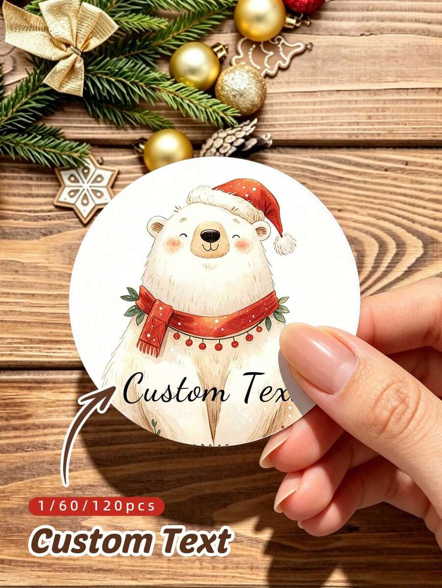 1/60/120pcs Customizable Christmas Round Stickers DIY Handmade Decorative Labels, Suitable For Storage Boxes, Storage Jars, Wardrobes, Drawers, File Cabinets Classification Labels, Ideal Gift For Colleagues, Family, Friends, Couples, Suitable For Christmas, Christmas Eve, Anniversary And Other Occasions - Multicolor 1 - View 1