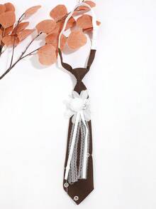 1Pc Women Black 3D Flower Lace Ribbon Chain Pre-Tied Necktie Sweet Cool For School Daily Party - Multicolor - View 12