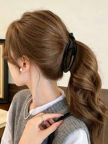 1Pc New Simple Oval Claw Clip For Women – Retro Wide-Edge Hair Clip For High Ponytail & Bun, Back Head Hair Accessory Hair Clips Hair Claws,Hair Slide - Multicolor - View 5