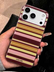 Stylish Colorful Striped Pattern Glossy IMD Phone Case Compatible With IPhone 18 Pro Max 18 Pro 17 Pro Max 17 Pro 17 16 Pro Max 16 Pro 16 15 Pro Max 15 Pro 15 14 Pro Max 14 Pro 14 13 Pro Max 13 Pro 13 12 11 Retro Aesthetic Color Blocking Shockproof Soft Cover - Color-block Stripes - View 5