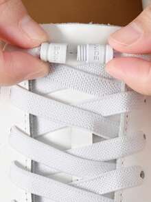 COSYLEE 1 Pair Letter Buckle Elastic Shoelaces, No-Tie Lockable Flat Shoelaces, 0.8cm Wide - 1 Pair - Shoelaces - View 3
