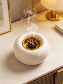 1pc Round Metal & Ceramic Handheld Incense Burner, 2 Colors White & Black, Minimal Natural Luxury Style, Aromatherapy Decor. Perfect For Home, Office, Hotel, Halloween, Christmas & Ramadan Decor. - Incense Burner - View 15