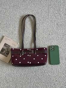 Niche, Design-Forward Polka-Dot Women's Shoulder Bag, Accented With A Vintage Biker-Style Belt Buckle. - Multicolor - View 6