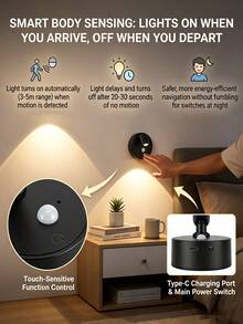 VOLACI 1pc Infrared Sensor Remote Control Smart Wall Lamp, USB Rechargeable, Adjustable Brightness & Color Temperature, Rotatable Timer Auto-Off Spotlight, Tool-Free Detachable Semi-Embedded Shell, Bedroom Kitchen Hallway Art Atmosphere Lighting - Spotlight - View 6