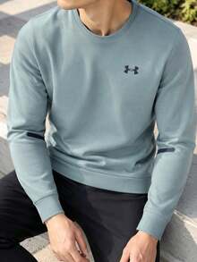 Under Armour Sweatshirt Latihan Pria UA Unstoppable Flc Crew Rajutan Dua Lapis Leher Bulat 1381688-348 - biru-hijau - View 3