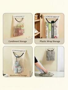 Mesh Storage Bag And Adhesive Hooks) Kitchen Hanging Mesh Storage Bag, Multi Functional Storage Bag,Reusable Over-The-Door Mesh Bag, Breathable And Easy-To-Access Design, Suitable For Storing Kitchen Utensils, Groceries, And Plastic Bags - Multicolor - View 4