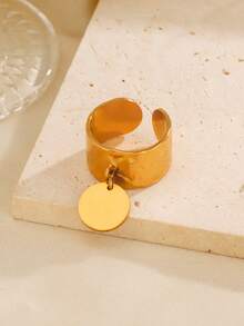 2pcs/Set Stainless Steel 18K Gold Plated Geometric Circle Rings Set, Suitable For Women's Daily Wear - Multicolor - View 5