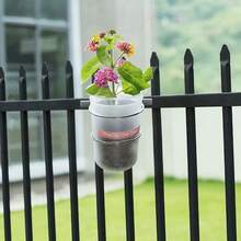 1pc Balcony Railing Hanging Iron Flower Pot Rack, Universal Guardrail Hanging Pot Bracket, Green Plant Succulent Potted Plant Storage Shelf - Multicolor - View 7