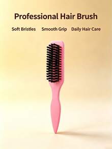 1pc Leopard Print Flat Hair Brush, Pink Bow Pattern, Smooth Hair Brush, Can Smooth Flyaway Hair, Frizz, Create Smooth Ponytail, Bun And Edge Hairline, Women's Hair Styling Gel Comb Accessory - Multicolor - View 6