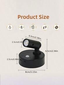 VOLACI 1pc Infrared Sensor Remote Control Smart Wall Lamp, USB Rechargeable, Adjustable Brightness & Color Temperature, Rotatable Timer Auto-Off Spotlight, Tool-Free Detachable Semi-Embedded Shell, Bedroom Kitchen Hallway Art Atmosphere Lighting - Spotlight - View 2