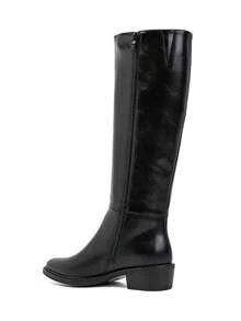 Women's Classic Pointed Toe Knee High Riding Boots Low Block Heel Side Zipper Long Boots - Black 6502 - View 3