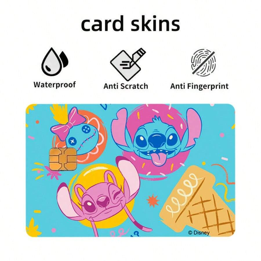 Lilo & Stitch Set 4 Buah Stiker Dekoratif Kartu Kredit, Stiker Kartu Stitch & Angel yang Manis, Cetakan Kartun Lucu, Stiker Dekorasi yang Dipersonalisasi untuk Kartu Bank dan Kartu Transportasi - MultiWarna - View 1
