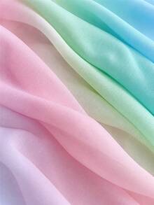 1pc Pastel Gradient Chiffon Fabric, Soft Wrinkle‑Textured Semi‑Sheer Polyester Chiffon Cloth In Rainbow Macaron Color Transition, Lightweight Flowey Material For Dress Making, Evening Gown, Scarf, Curtain, Photoshoot Backdrop And DIY Sewing Crafts - Multicolor - View 4