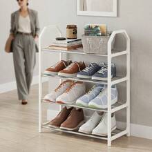 4-Tier Freestanding Shoe Rack, Sturdy Metal Frame Shoe Storage Organizer, Easy Assembly Space-Saving Shoe Rack, Suitable For Entryway, Hallway, Closet, Bedroom, Dorm, Small Apartment Multi-Functional Storage Rack - Multicolor - View 2