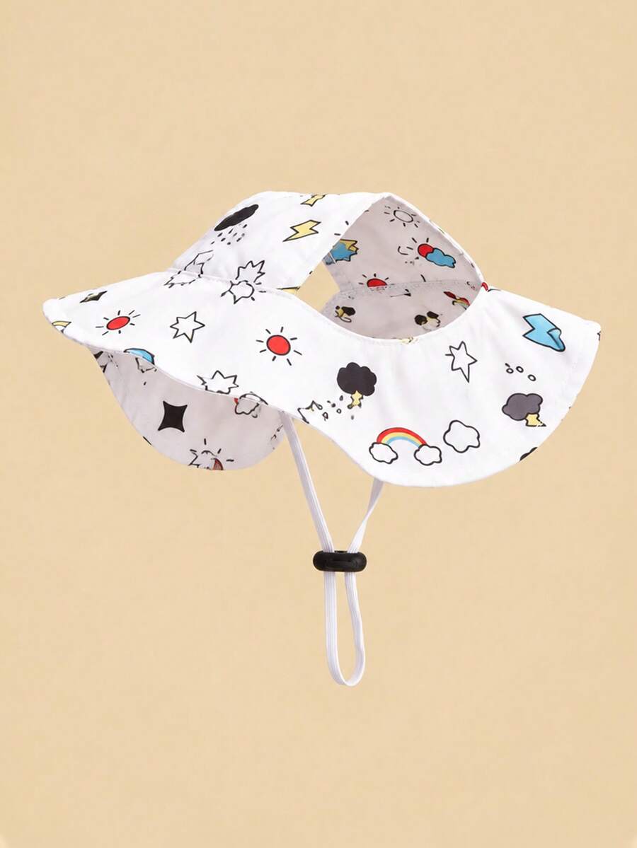 Polyester Sun Protection Lightning Rainbow Cloud Ear Hat, Anti-Drop, Adjustable, Sun Protection, Suitable For Small Dogs Year-Round Outdoor Wear (Not Suitable For Large Dogs)