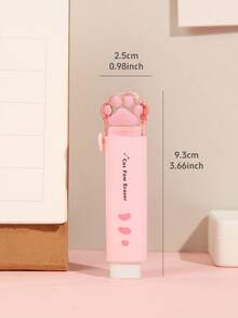 1pc Cute Cat Paw Erasers, Suitable For Cleaning Pencils, Low Dust, Press-Type, Office & School Correction Tool, Back To School Essential - White - View 4
