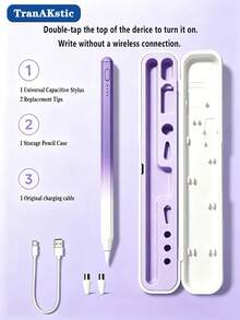 TranAKstic 1 Set (With Storage Box) Stylus Pen/Gaming Pen, Universal Touch Pen For Tablet Touchscreen, Active Digital Stylus With 2 Extra Replacement Tips And Portable Storage Box, Double Click To Turn On, No Bluetooth Required, Compatible With Tablets And Smartphones - View 9