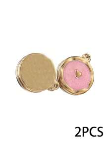 2pcs Stainless Steel 18K Gold Plated Enamel Moon & Heart Pendant, Suitable For DIY Jewelry Accessories Earrings Necklace - Yellow Gold - View 11