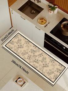 1 Pc Light Brown Floral Pattern Kitchen Mat, 3.5 Mm Soft Rubber That Absorbs Water And Is Easy To Clean. Suitable For Corridors, Bathrooms, Living Rooms, Outdoor Door Mats, And Toilets. Useable Throughout The Year And For Various Holidays. - Multicolor - View 16