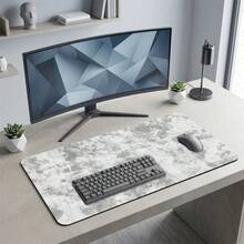 Gray White Textured Extra Long Mouse Pad Non Slip Rubber Base Office Home Gaming Gift For Him Her Back To School Desk Accessories Office Supplies Mousepad Computer Keyboard Pad Laptop Mat - A - View 7