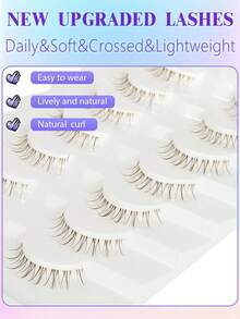 7 Pairs Brown False Eyelashes, C Curl, Cartoon Short Lashes, Natural Fashion, Soft & Comfortable, Suitable For Holidays, Parties And Various Occasions, Beginner Friendly, 3-10mm - Brown - View 4