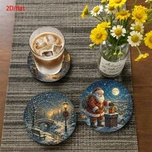 熱銷聖誕夢幻極光雪景設計 PET 防滑防水杯墊 桌墊 聖誕晚餐裝飾 節日派對居家廚房裝飾 聖誕禮物送給親友 - PET 杯墊LDX2908 - 查看 6