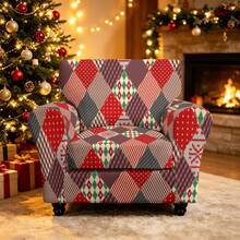 1pc Christmas Print Elastic 5-Piece Chair Cover Single Seat Dust-Proof Living Room Bedroom Sofa Cover All Season Universal Removable Washable - Multicolor - View 6