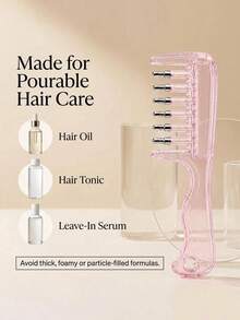 Pink/Transparent Roller Ball Scalp Oil Applicator Comb, Scalp Oil Dispensing Hairbrush, For Home, Travel, Salon And Daily Use. Essential Oil Hair Care Comb. Comb + Dropper, Scalp Massage Comb, 6 Roller Balls, Reusable Refillable. - Multicolor - View 8