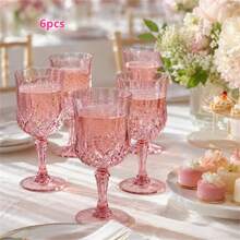 Vintage Pink Wine Glass, Suitable For Weddings, Receptions, Parties, Large Gatherings And Various Celebrations, Vintage Style Transparent Pink Cup - View 9