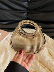 New Acrylic Mini Bag Fashion Clutch Personalized Crescent Moon Evening Bag With Crossbody Chain - Gold - View 9