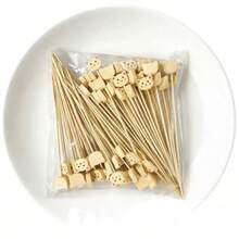 Cute Cat-Themed Decorative Bamboo Picks (100 Pcs/Pack) – Disposable Picks For Fruit, Desserts, And Sandwiches - Multiple Styles - View 1